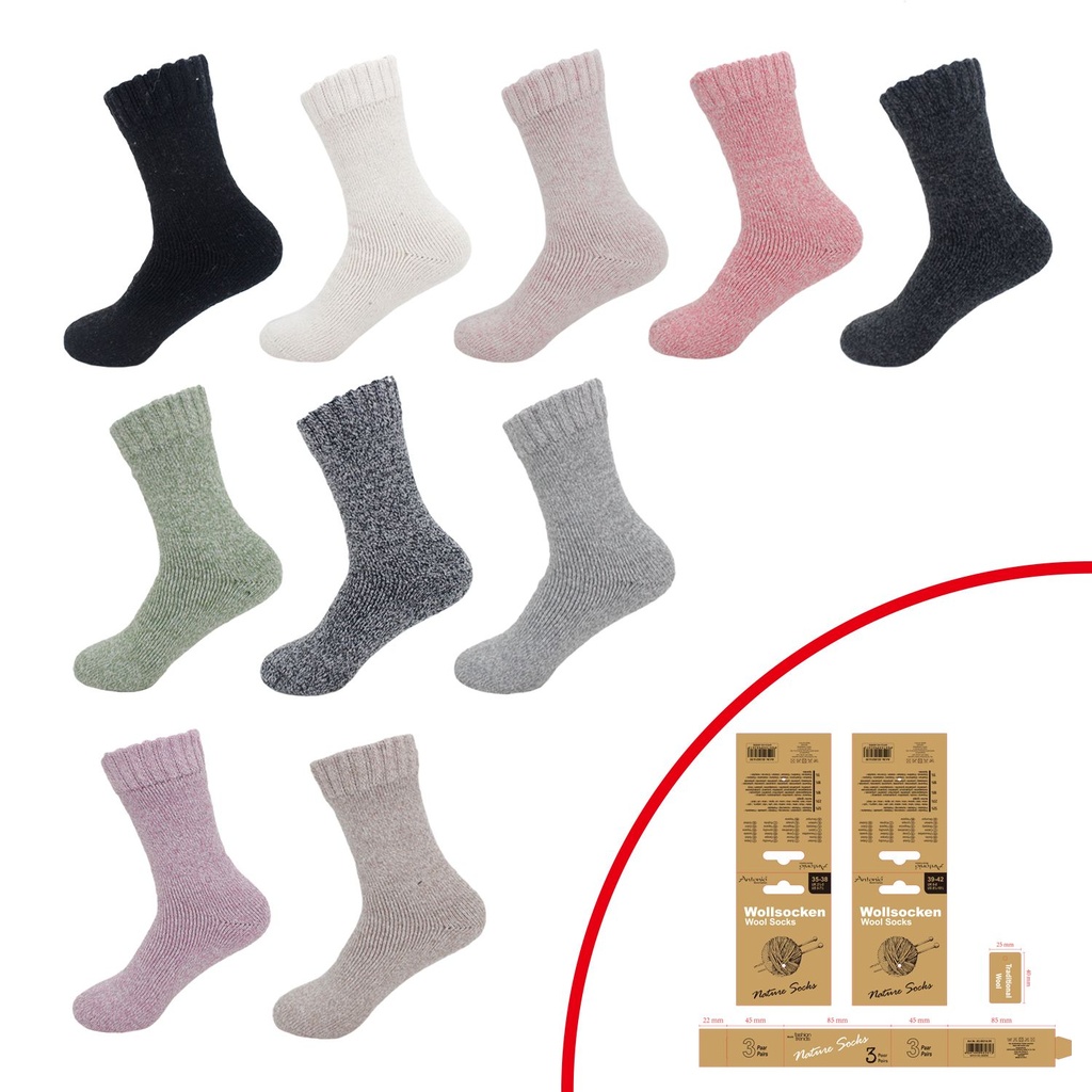 3er Pack Damen Wollsocken