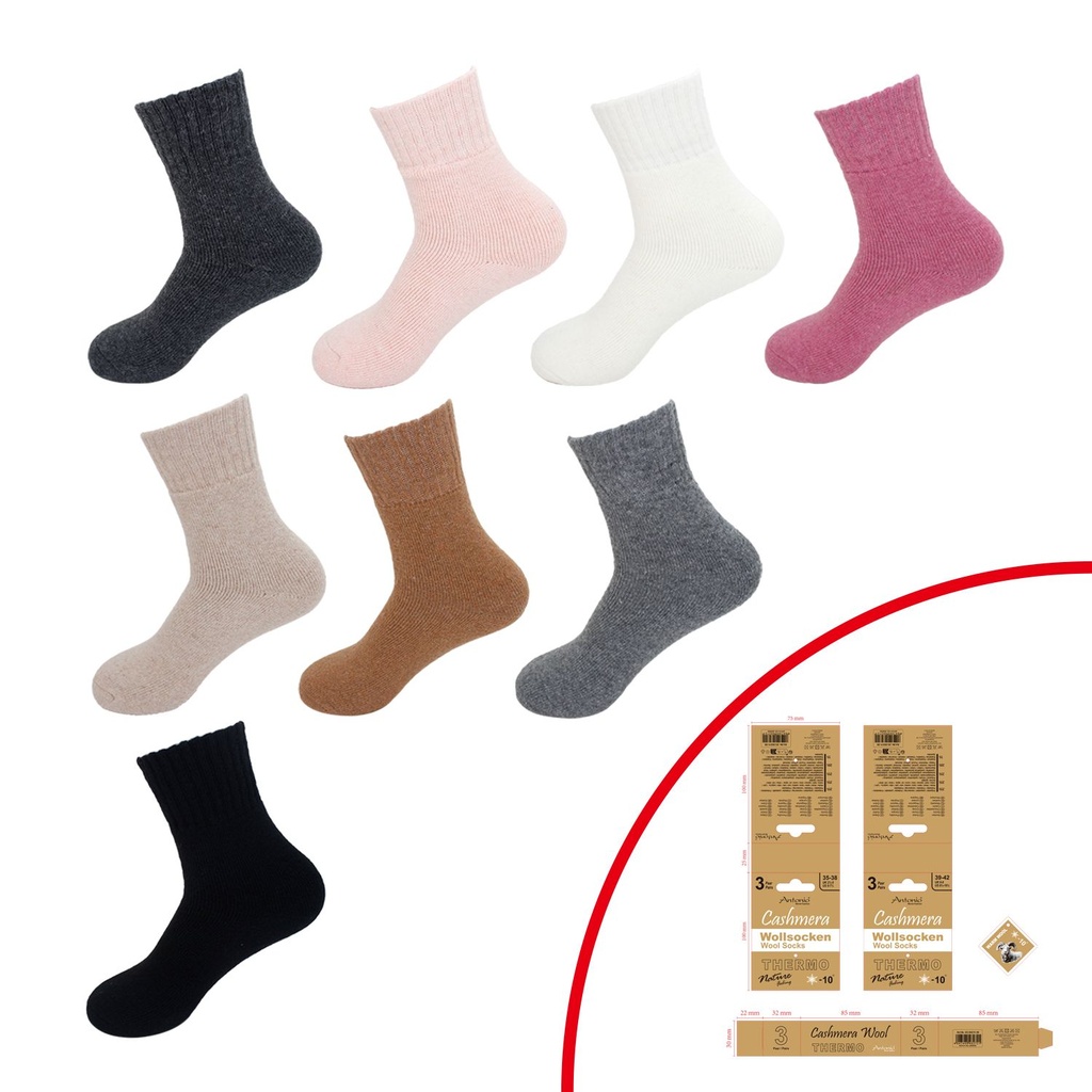 3er Pack Winter Damen Cashmera Wollsocken Thermo