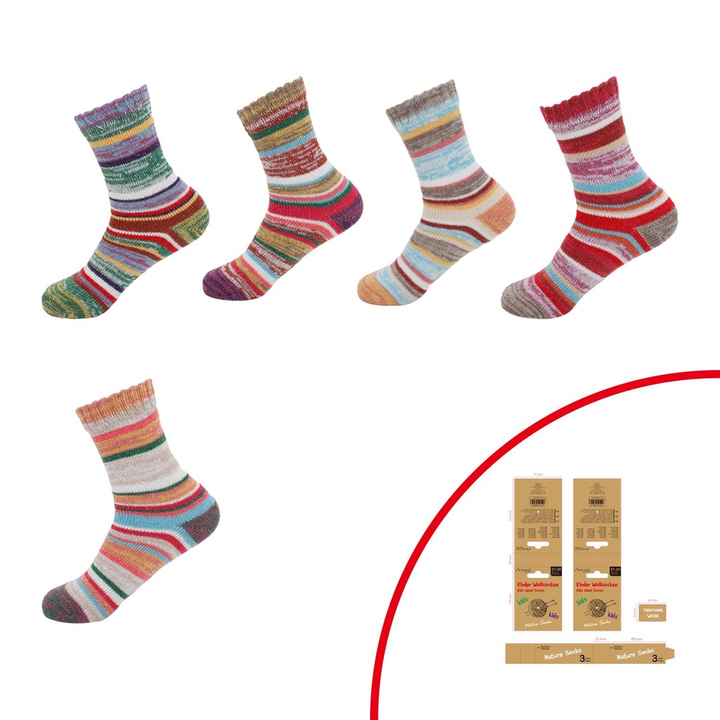 3er Pack Winter Kinder Wollsocken