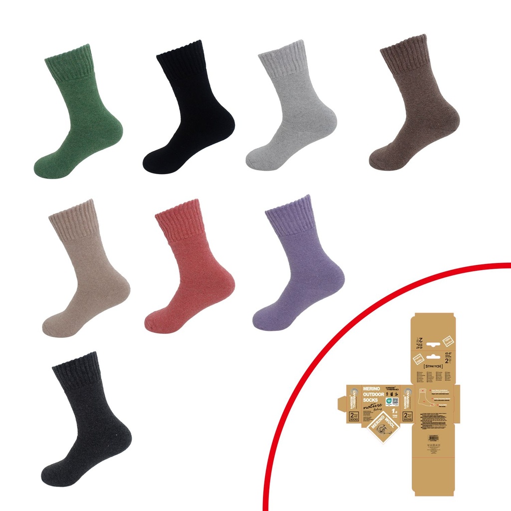 2er Pack Merino Woll Outdoor Socken