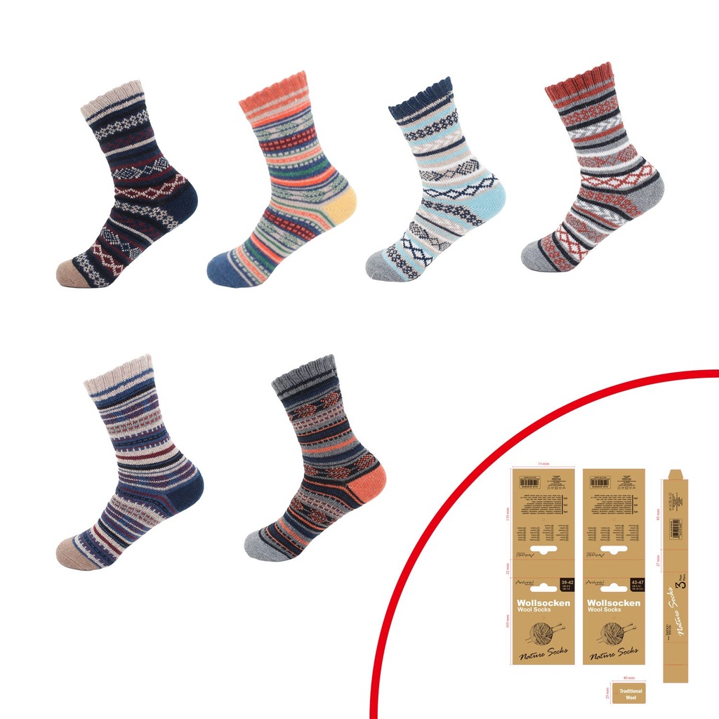 3er Pack Winter Herren Wollsocken Skandinavian