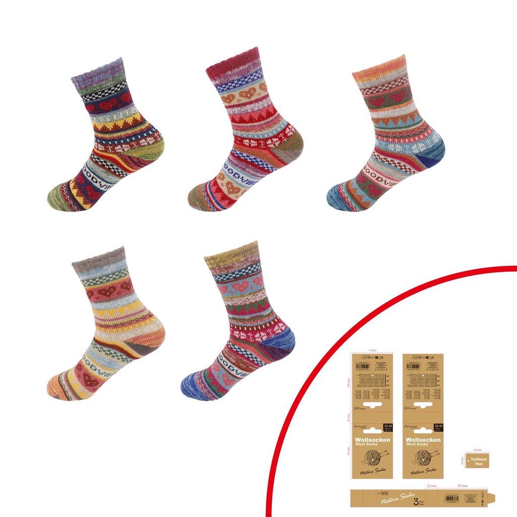 [83.00166.98] 3er Pack Winter Damen Wollsocken Bunt