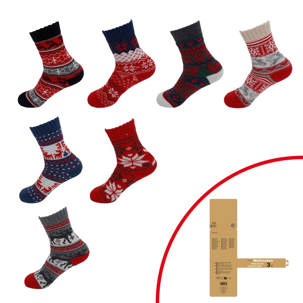 3er Pack Winter Damen Socken Traditionell
