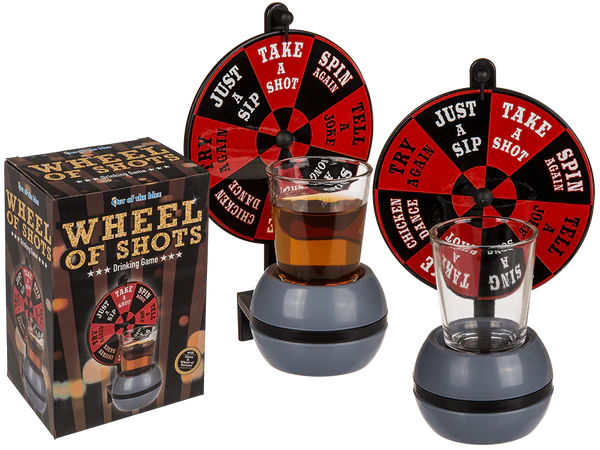 [OOTB-93/2079] Trinkspiel, Wheel of Shots, mit Shooter-Glas &