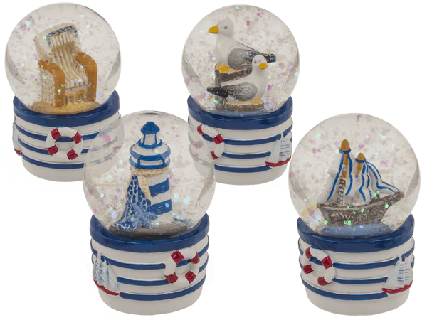 [OOTB-78/5886] Glitterkugel,Maritim; blau-weiss, 4,5 cm,
