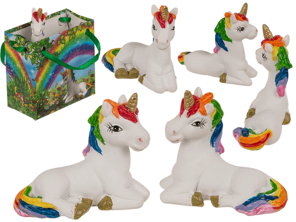 Einhorn, in Regenbogen-Papiertüte,