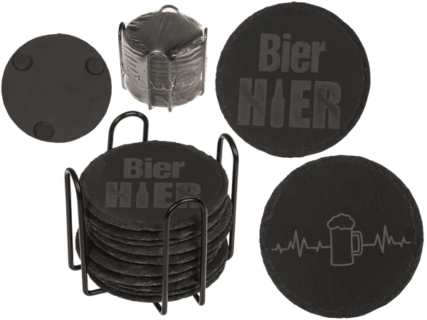 Schiefer-Untersetzer, mit Laserdruck,