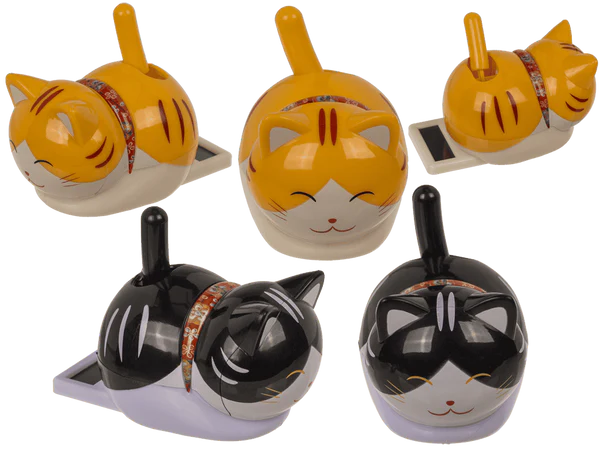 [OOTB-57/9858] Bewegliche Figur, Wedelnde Katze, mit Solarzelle,