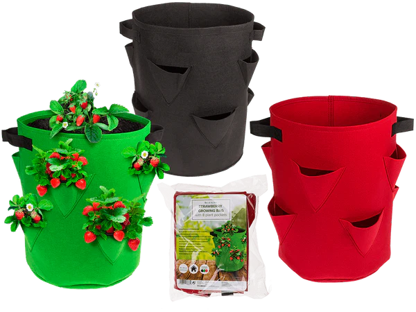 [OOTB-71/3419] Erdbeer-Pflanzsack mit 8 Pflanztaschen,35 x 42 cm,