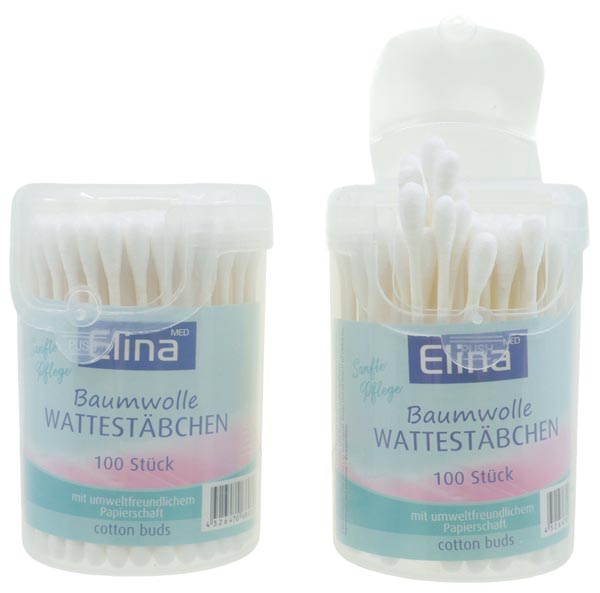 [WERM-68032] Wattestäbchen 100er Papier Elina in Dreh-Dose