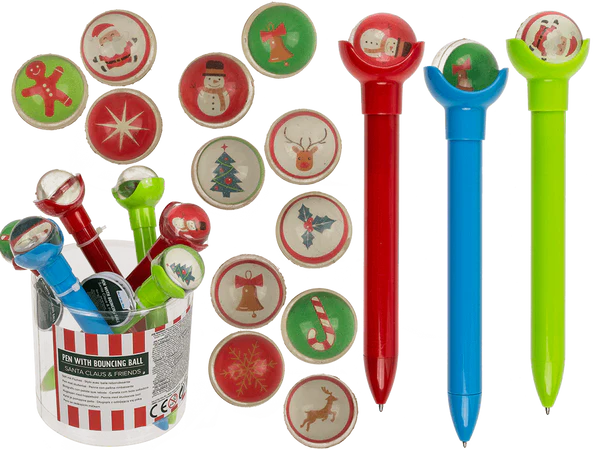 Kunststoff-Kugelschreiber mit Flummi, X-mas,