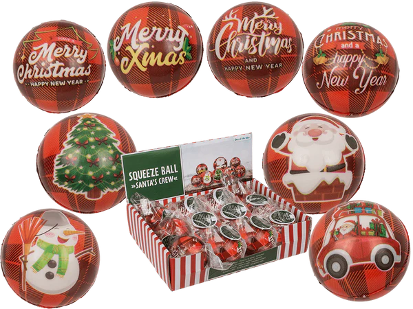 Squeezeball, Santa´s Crew, 6 cm, 4-fach sortiert,