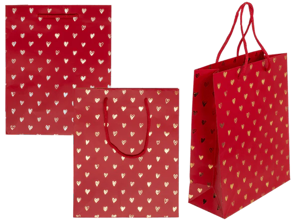 [OOTB-180803] Rote Papier-Geschenktüte, Shiny Hearts,