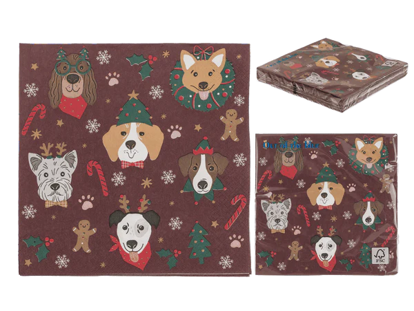[OOTB-938244] Papier-Servietten, Weihnachts-Hunde,