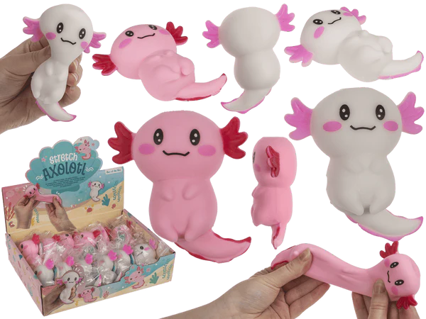 [OOTB-59/2252] Stretch-Axolotl mit Quarzsandfüllung, 9,5 x 8 cm.