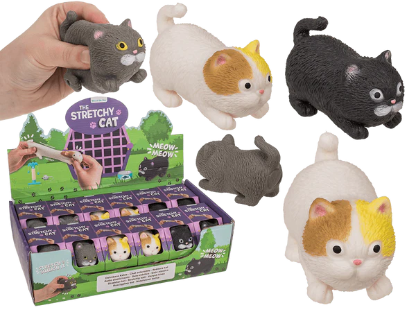 [OOTB-12/0853] Stretch-Katze, 9 cm, 3-fach sortiert,