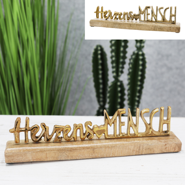 [CEP-66232] Schriftzug Herzensmensch, antik gold, ca. 30cmB
