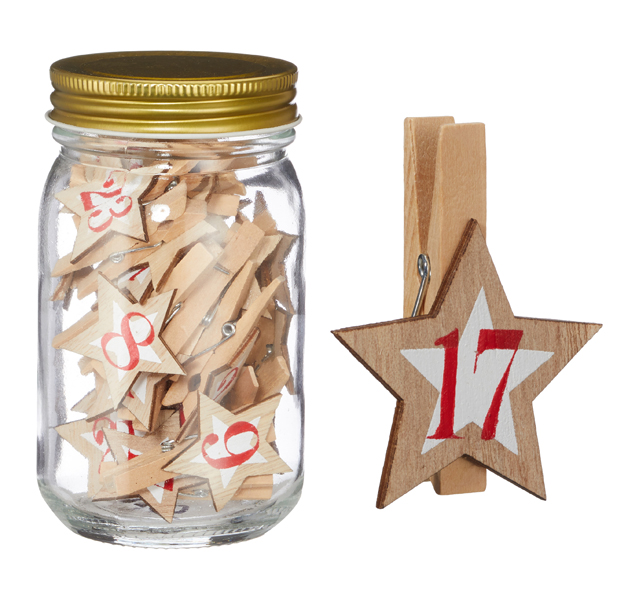 [CEP-63755] Adventskalender Klammern im Glas, 25tlg, ca. 13cmH