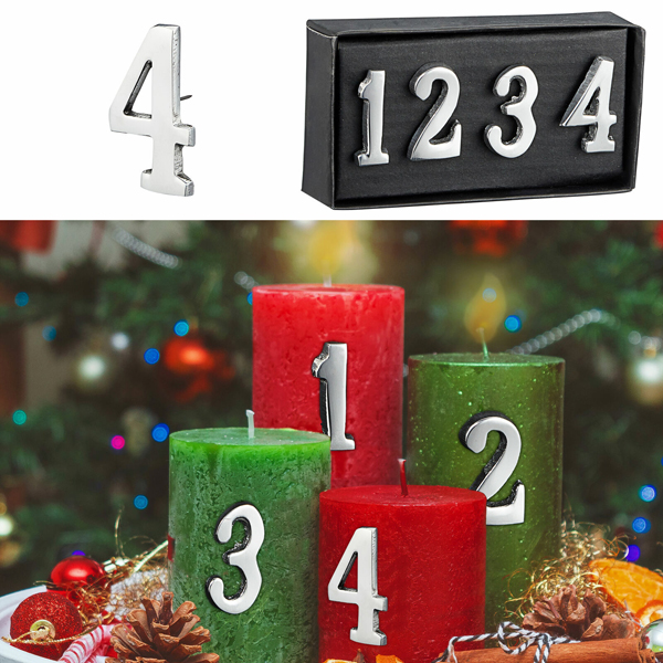 [CEP-63595] Kerzenstecker, Advent, 4tlg, silber, klein, ca. 3cmH