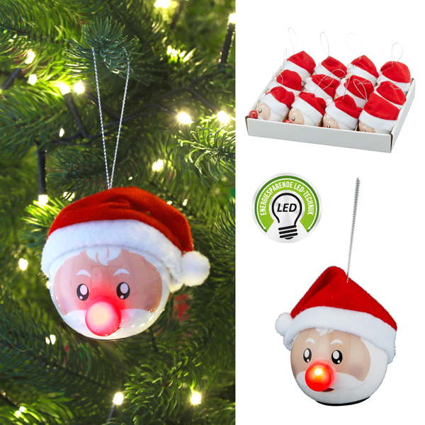 [CEP-64376] LED Christbaumkugel, Santa, klein, ca. 6,5cmD