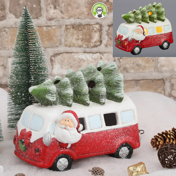 [CEP-52739] Bus mit Weihnachtsbaum mit LED Licht, ca. 21cm