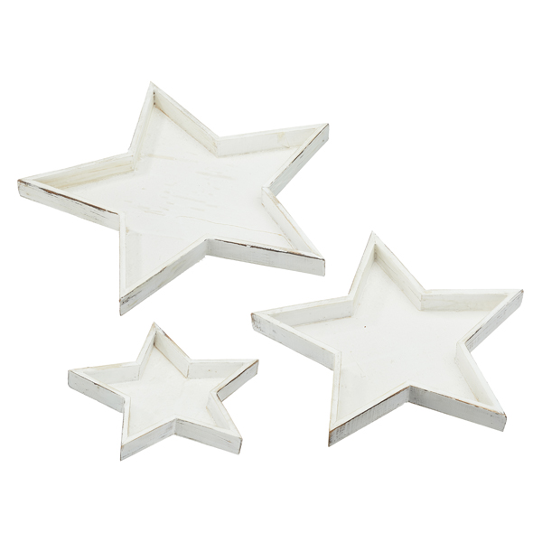 [CEP-28111] Dekoteller "Stern", 3er Set, weiß antik