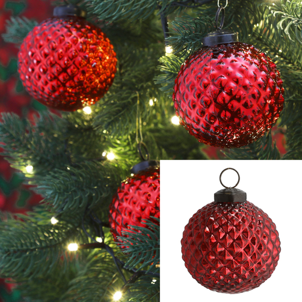 Christbaumkugel Swirl, rot, ca.8cmD