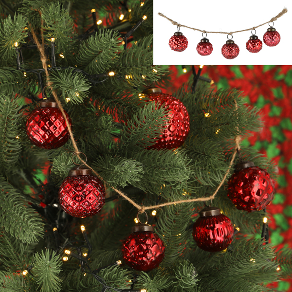 [CEP-45197] Girlande Christbaumkugeln Ornament, rot, ca.50cmL