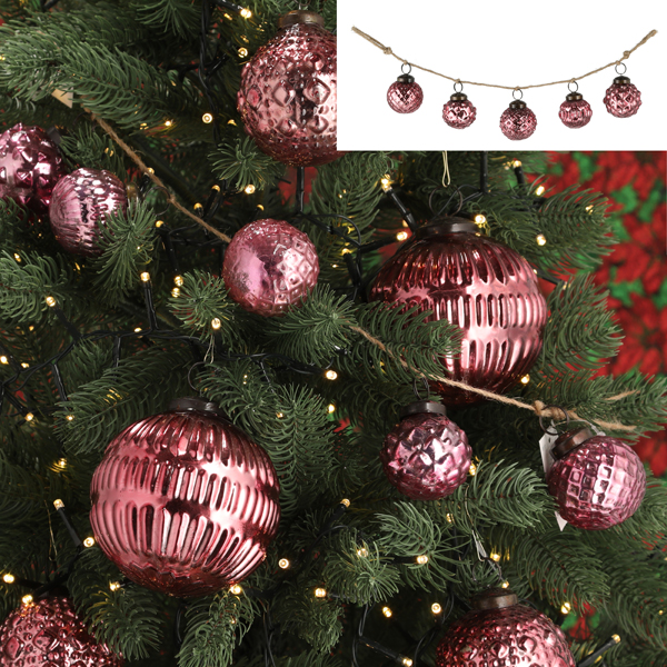 [CEP-45198] Girlande Christbaumkugeln Ornament, pink, ca.50cmL