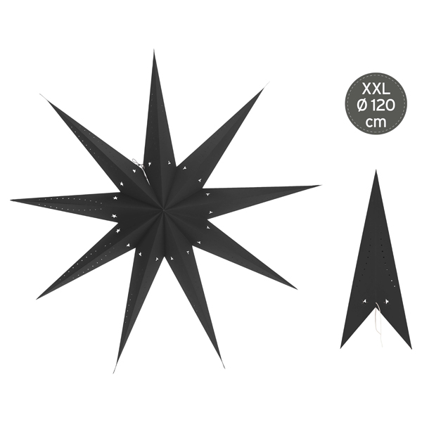 [CEP-66556] Papierstern, schwarz, XXL, 9 Zacken, ca. 120cmD