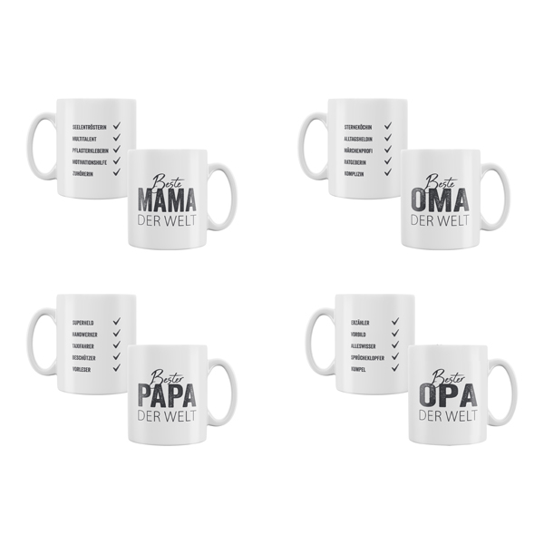 [CEP-56163] Becher Mama/Papa/Oma/Opa, 4/s, 9,5cm