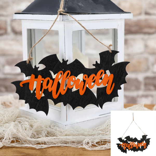 [CEP-54389] Holz Halloween Schild zum Hängen, S, ca.22x11cm