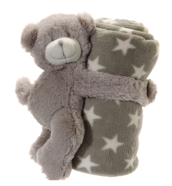 [CEP-61986] Babydecke mit Bär, grau, ca. 75x75cm