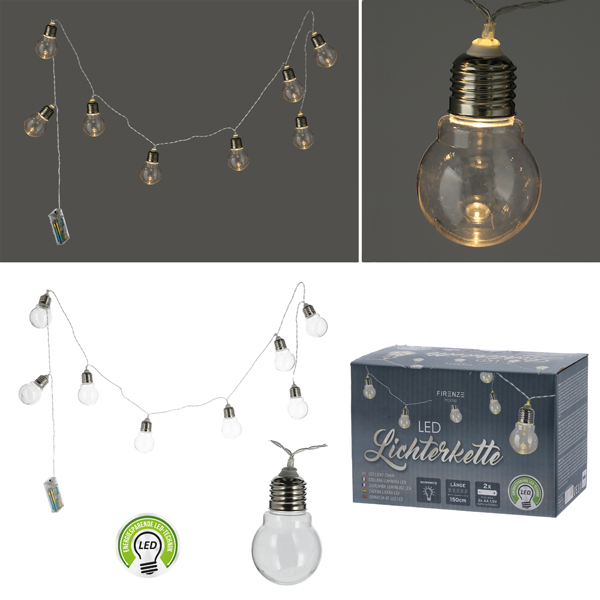[CEP-56397] LED Lichterkette, 8 Glühbirnen, ca. 150cm