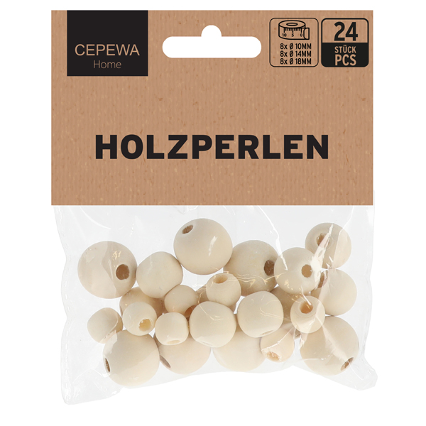 [CEP-67092] Holzperlen zum Auffädeln, 24erSet