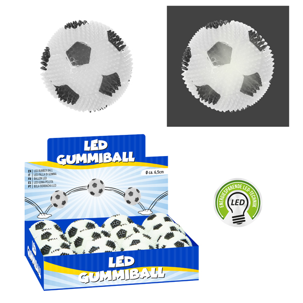 [CEP-91252] LED Gummiball "Fußball", blinkend, schwarz/wei, ca. 6,5cm